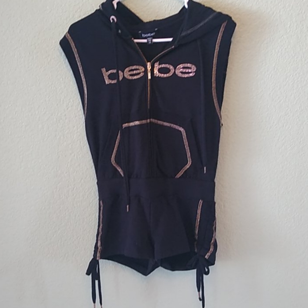 Bebe Hooded Romper Jumpsuit